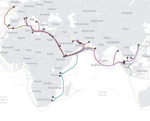 A broader view of the overall path of the impacted cables